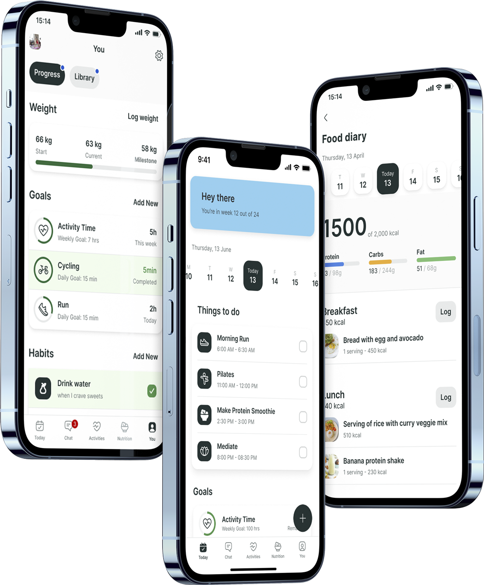 A mockup of the coaching app showcasing the features.